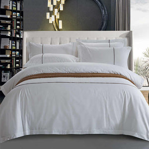 Factory Direct High Quality Pure White Soft Hotel Bed Sheet Set 