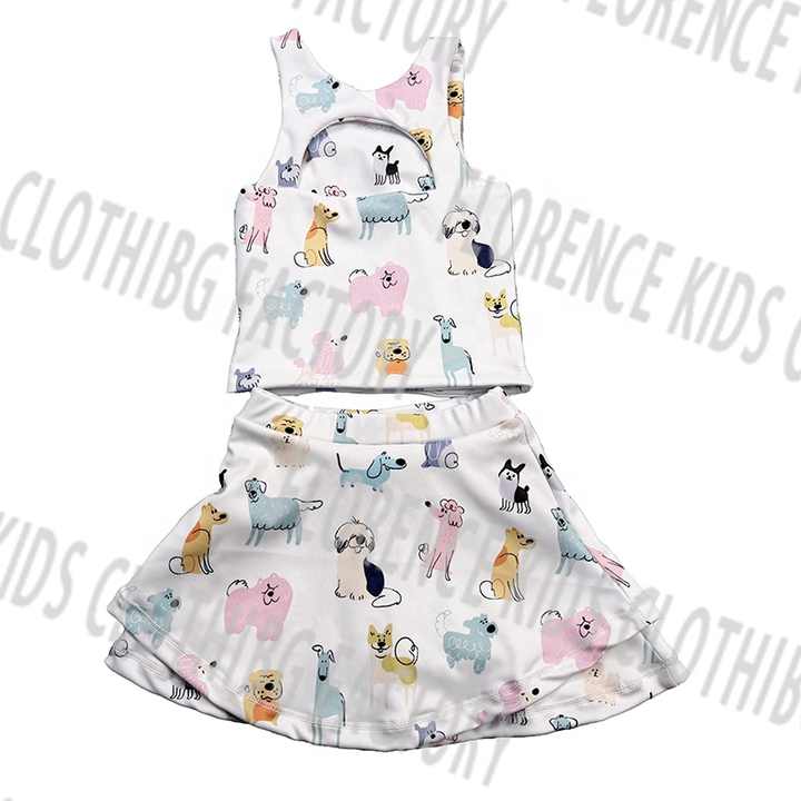 Tennis Clothing Eco-Friendly Four-Way Stretch- Girls' Sportswear, Toddler Tennis Yoga Clothes 