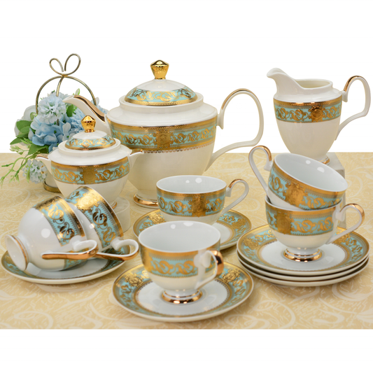 24pcs Embossed Gold Dinner Plate Dessert Plates 200cm 