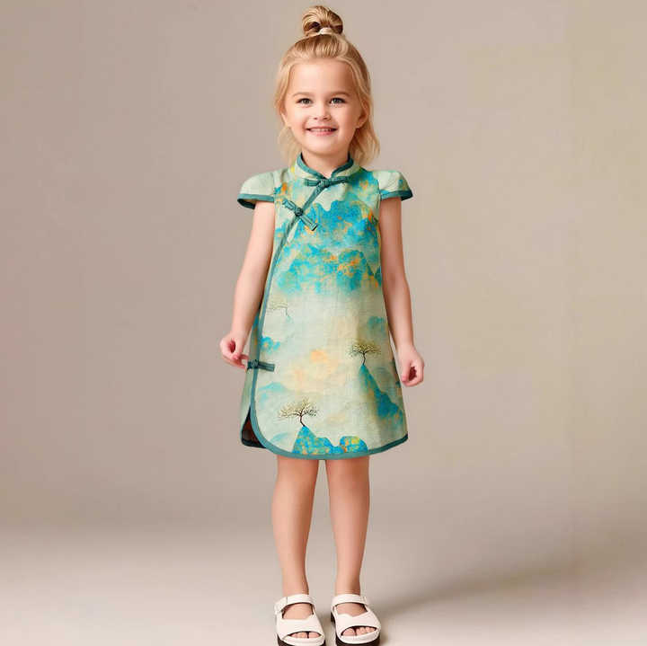 Chinese Style Little Girl Sleeveless Dress 