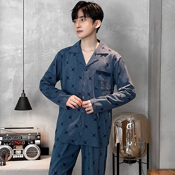 Spring and autumn men's cotton night suit jacket. 