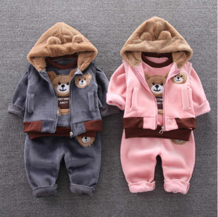 Boys' pants set thick cartoon bear 