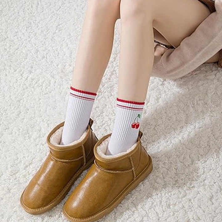 owel Bottoms, Women's Anti-slip Pilates Socks, High Quality Cherry Logo Embroidered Yoga Socks, Towel Bottoms 