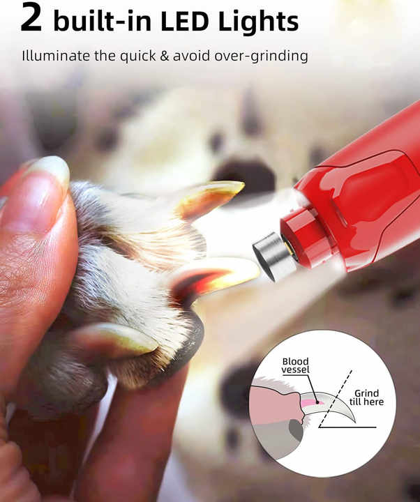 مطحنة أظافر كلاب هادئة- (45 ديسيبل) مطحنة . Quiet Dog Nail Grinder - (45dB) 6 Speed Grinder with 2