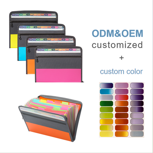 A4 Plastic Letter Size 13 Pocket with Zipper PU Material 