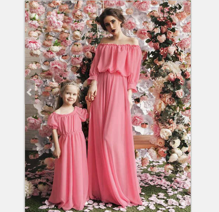 2019 Mom and Daughter Matching Dresses Mother Daughter Clothes Matching Family Outfits Christmas Party 