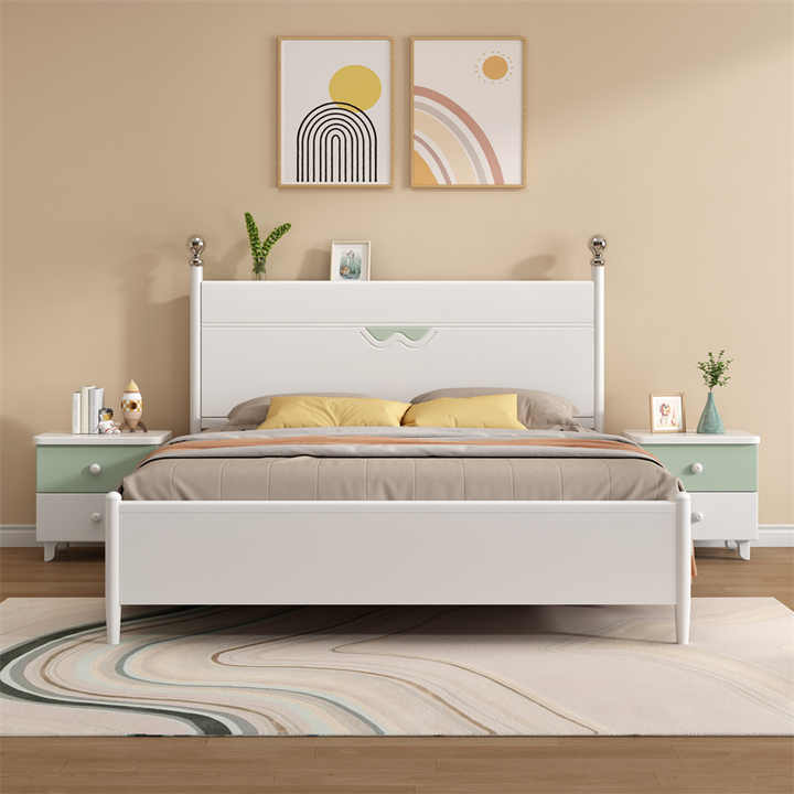 wooden double bed