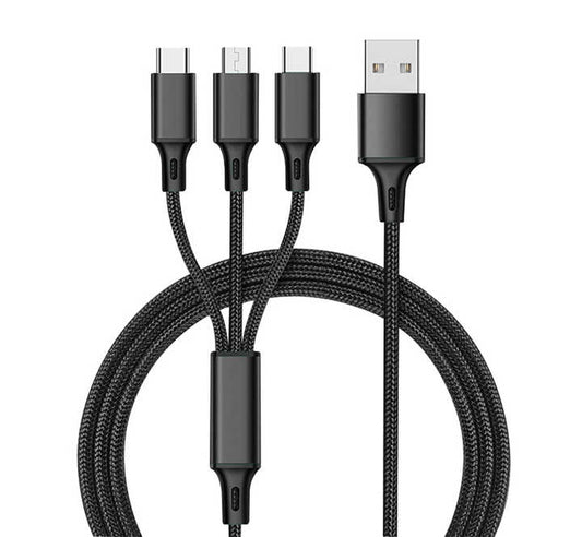 3 in 1 Nylon USB Cable with Custom Logo. 