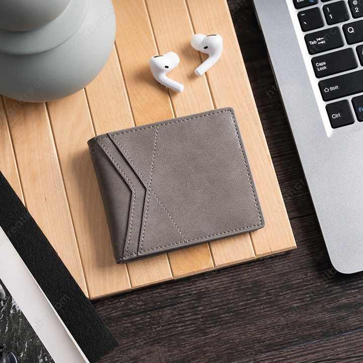 Men's Vintage Embossed Logo Bifold Card Wallet 