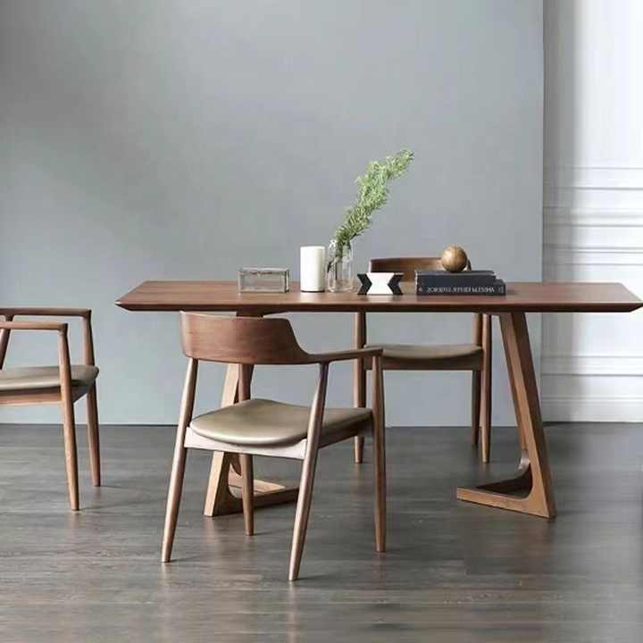 Modern solid wood table, simple Scandinavian design. 