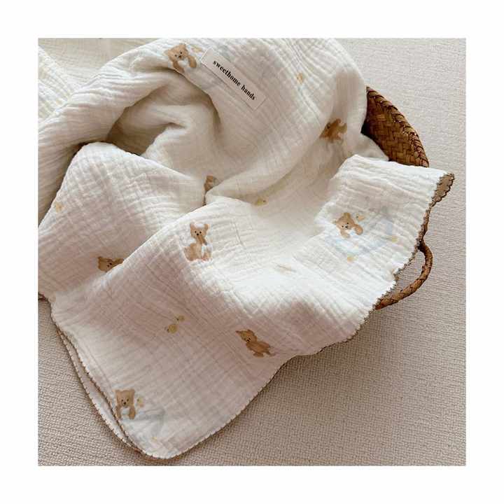 Design Blanket Cotton 4 Layer - Teddy Bear Design Blanket Cotton,