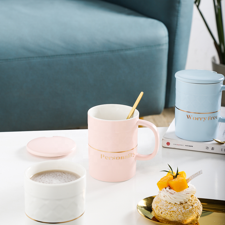 Four Color Options Round Cylinder-Ceramic Coffee and Tea Mug 