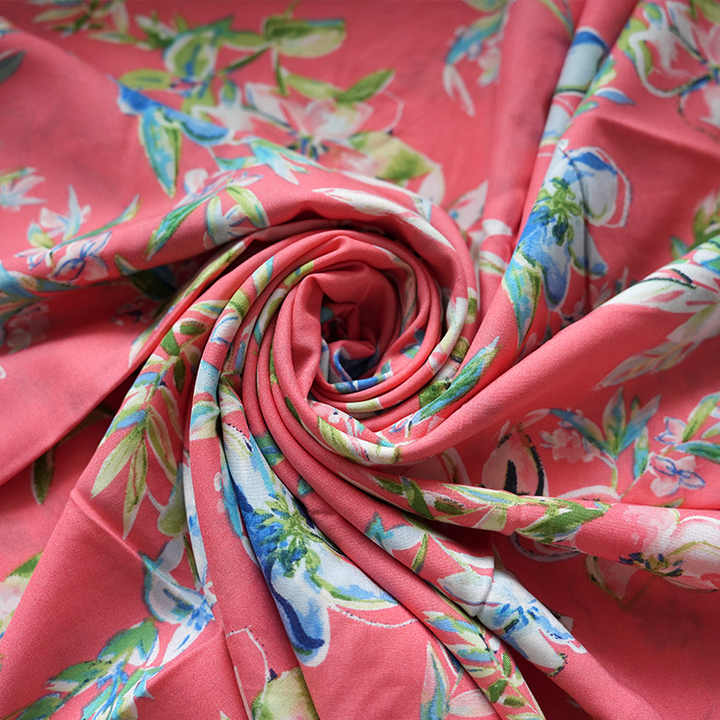 Factory Direct Sale Rayon Red and Blue-Cotton Silk Fabric 