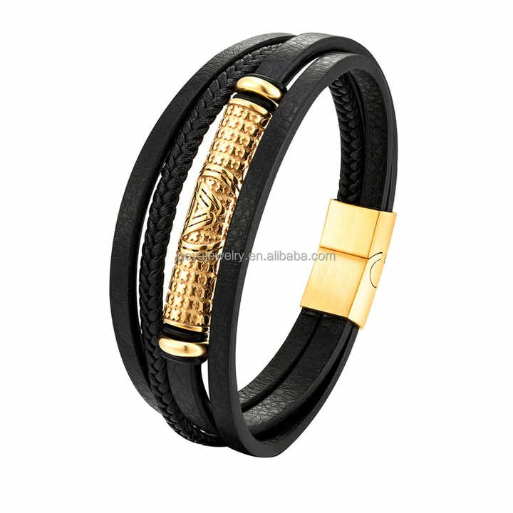 POYA Vintage Viking Black Genuine Leather. 
