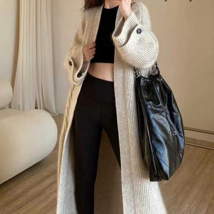 Casual long sleeve knitted coat 