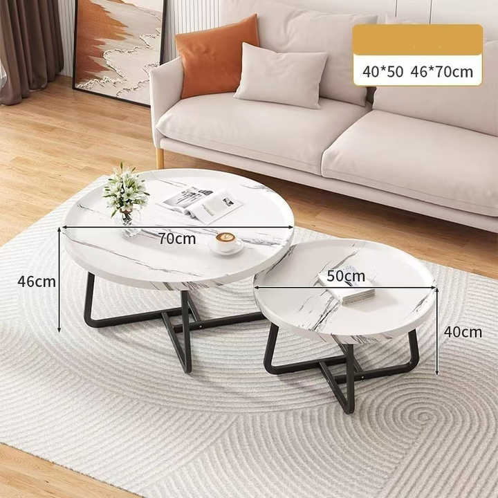 Modern Round Wood Overlap Frame Table 