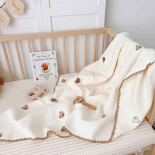 Design Blanket Cotton 4 Layer - Teddy Bear Design Blanket Cotton,