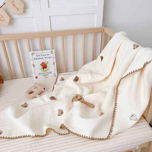Design Blanket Cotton 4 Layer - Teddy Bear Design Blanket Cotton,