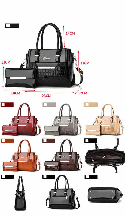 Luxury Women's PU Leather Handbag 2-Piece Set