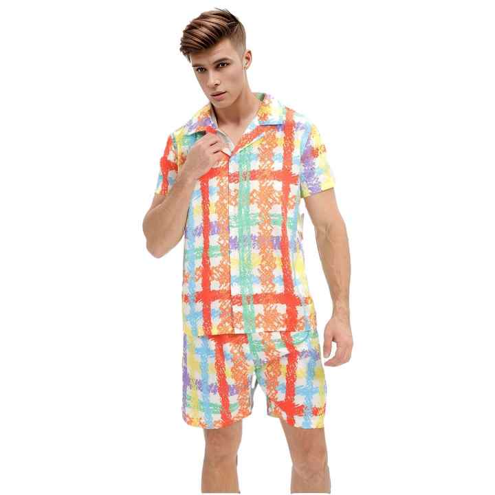Men's two-piece short-sleeved sleepsuits 