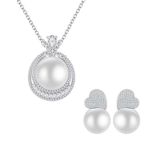 جموعة مجوهرات الزفاف النسائية من الفضة -  Fashion Pearl Jewelry Sets Bridal Jewelry Set