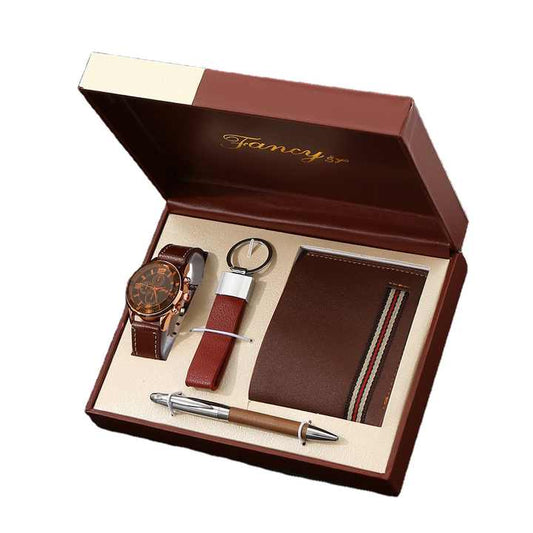 IStapromo الفاخرة المكونة من 4 قطع من . IStapromo Luxury 4 Piece Men's Watch Set with Wallet
