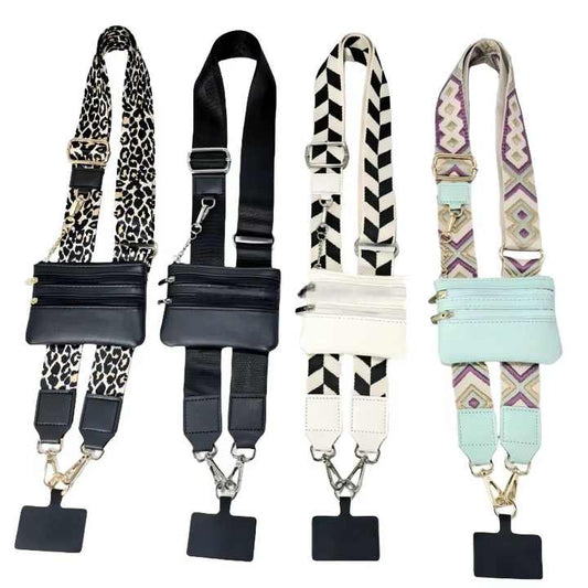 Detachable Cross Phone Lanyard with Zipper Strap. 