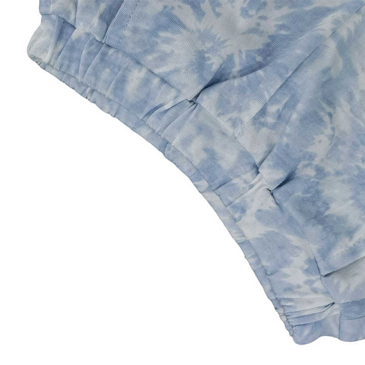 مجموعة ملابس منزلية ناعمة للأطفال الصغار صيفية مخصصة مع صبغة ربطة عنق اصطناعية مطبوعة للفتياتCustom Summer Toddler Soft Homewear Set with Faux Tie Dye Print for Girls