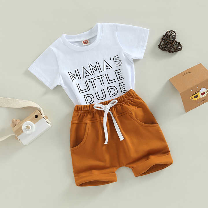 White Letter Short Sleeve Design - Summer Clothing Set 