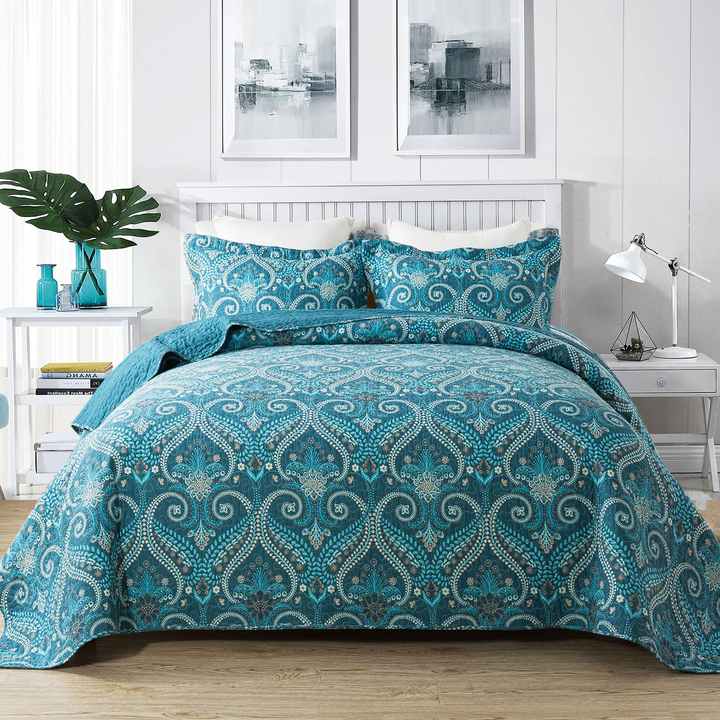 Microfiber Comforter Reversible Bedspreads Floral 