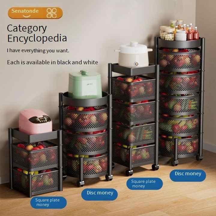 Best Selling Multi-Tier Rotating Storage Racks Kitchen Supplies Living Room Bathroom Clothes Fruits Vegetables 