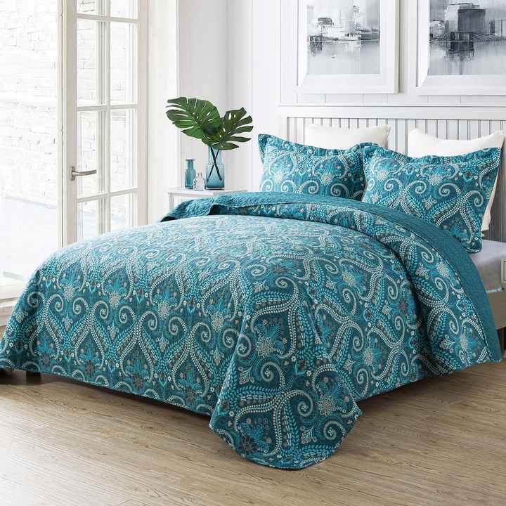 Microfiber Comforter Reversible Bedspreads Floral 