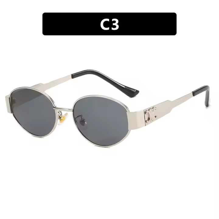 Fashionable oval women's sunglasses wholesale luxury custom summer sunglasses for women fashion metal frame 