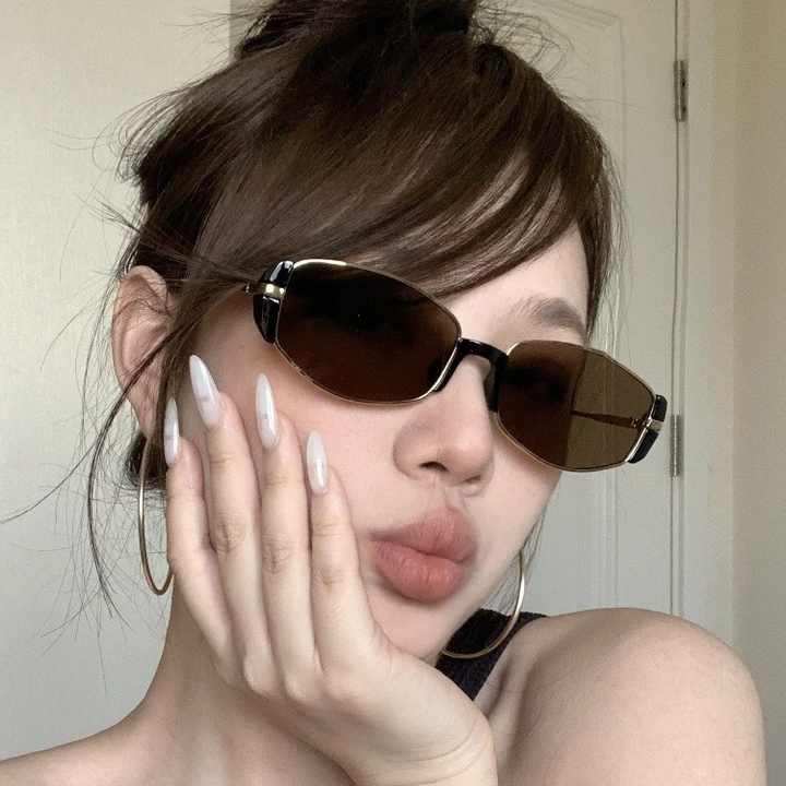 Glasses Women's Round Face Slim Cat Eye Sunglasses 