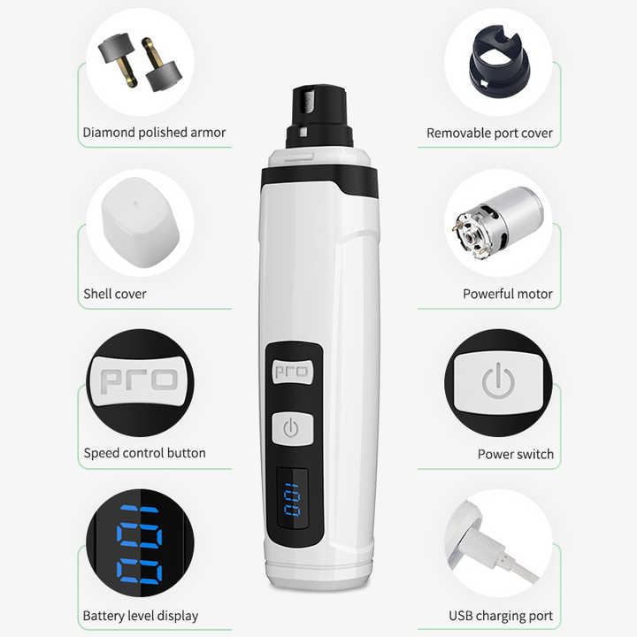 الكلب مبرد للأظافر مع مصباح ليد قابلة للشحن . ادوات تنظيف