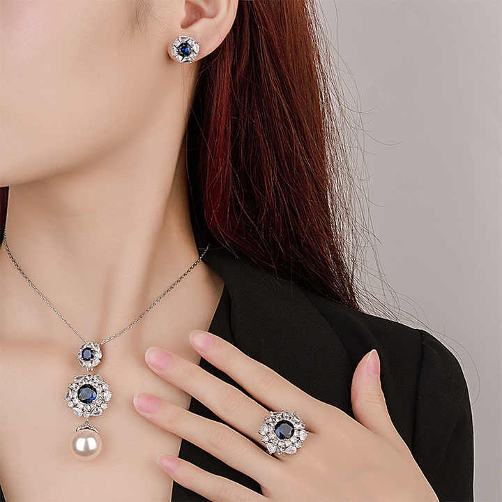 Fashion Luxury Sapphire Jewelry Set for Women 