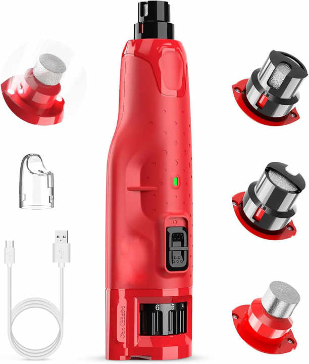 مطحنة أظافر كلاب هادئة- (45 ديسيبل) مطحنة . Quiet Dog Nail Grinder - (45dB) 6 Speed Grinder with 2
