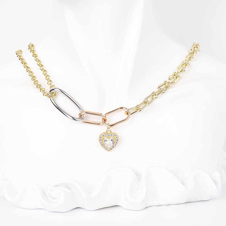14k White Gold Plated Zircon Necklace 