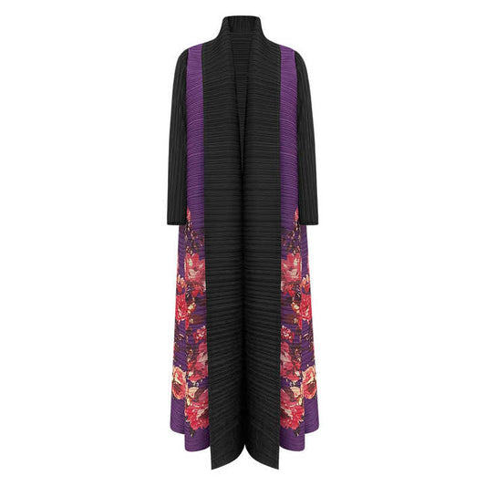 Black open abaya with roses 