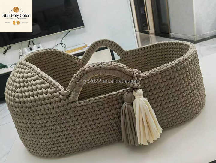 بسعر الجملة توريد سرير حديث محمول بسلة متغيرة من القماش منسوج يدويًا بنجمة Wholesale supply modern portable crib with changing basket made of handwoven fabric with star