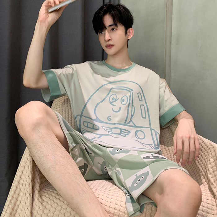 New summer men's pajamas made of high-quality cotton 