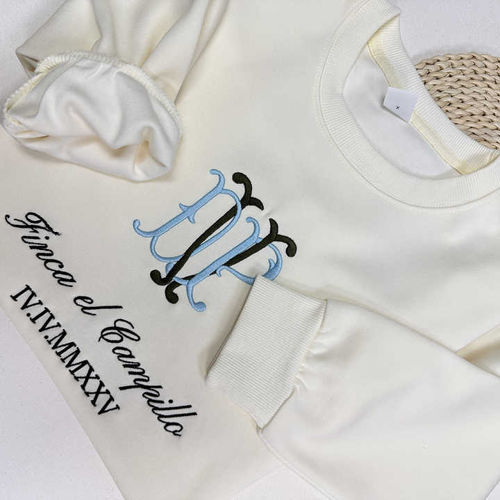 Custom Embroidered Roman Numeral Hoodie with Drop Shipping as a Gift for Couples 