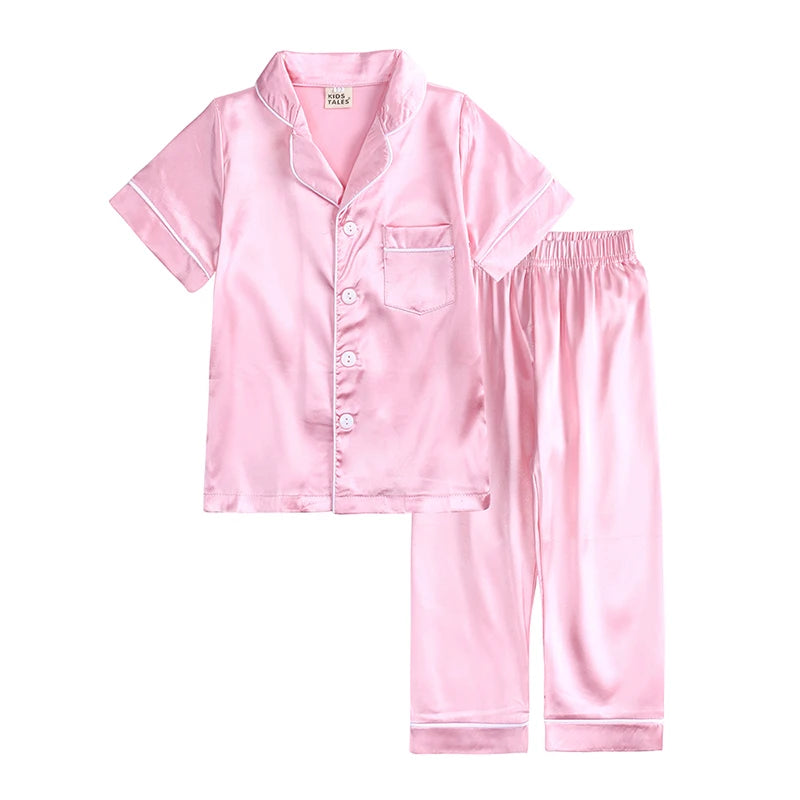 Long sleeve silk pajamas for children
