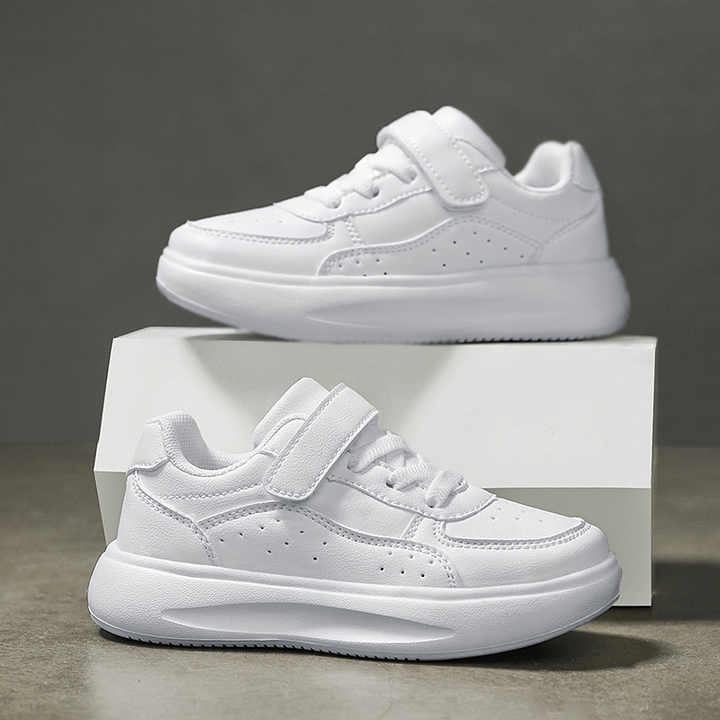 Spring Children's Shoes New White Leather Sneakers. 