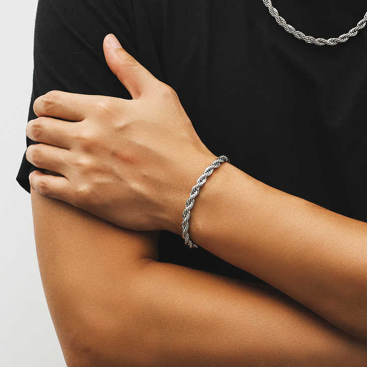6mm Twisted Rope Bracelet Hip Hop Jewelry. 