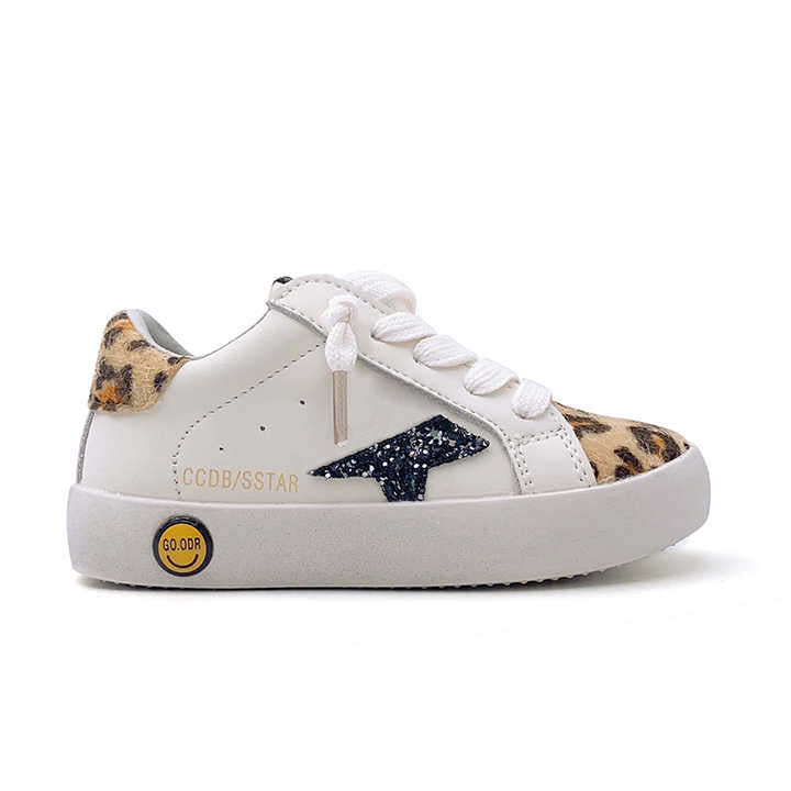 Girls' leopard leather sneakers 