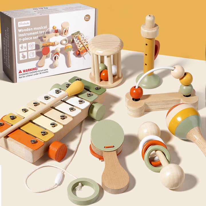 New Product CE - Multifunctional Montessori Wooden Rattle Toy. 