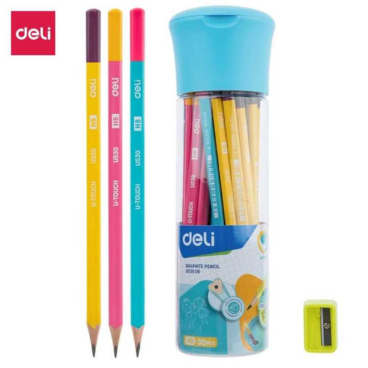 Deli EU53006-HB EU53106-2B Children's Pencil Barrel (30 Pieces) Graphite Pencil HB/2B Set 