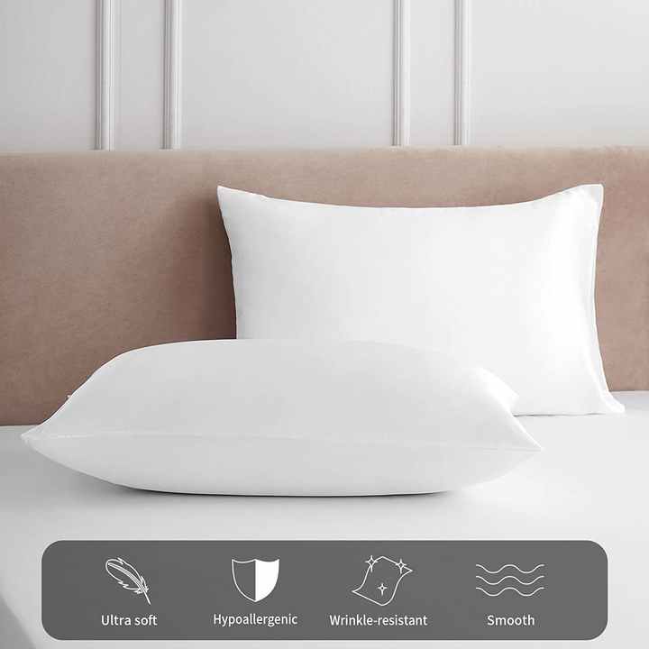 White Satin Pillowcase US Size, King Size Satin Pillowcase 