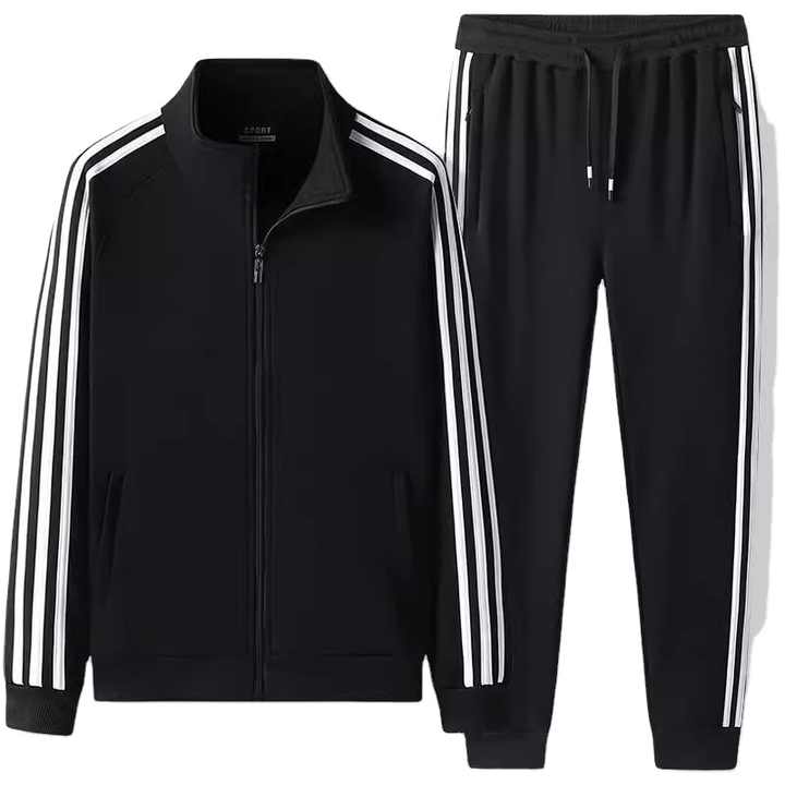Stand collar trouser set with hood